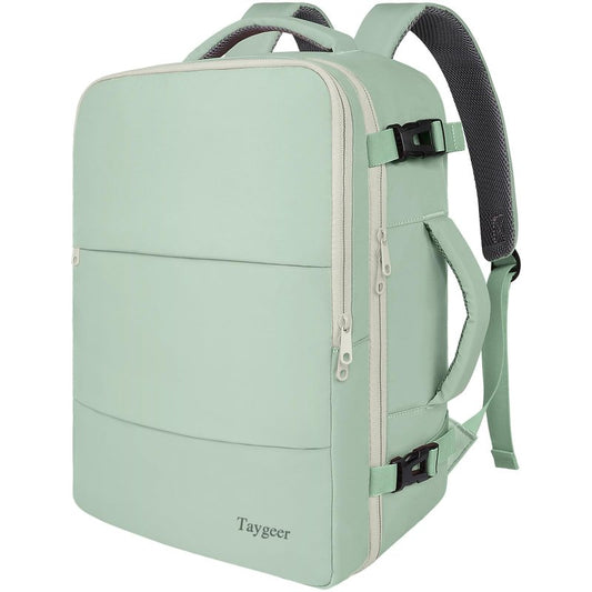 Taygeer Carry On Backpack, 35l Travel Backpack for Women Airline Approved, Cute Underseat Personal Item Travel Bag With Shoe Compartment, Casual Daypack Gifts for Friend Weekend, Green Beige