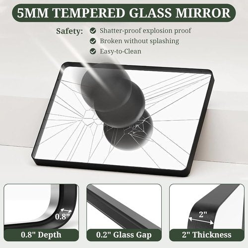Black Metal Frame Bathroom Mirror by [Brand Name] - 36x24 Inch Modern Rectangle Design | Anti-Rust, Versatile Hanging