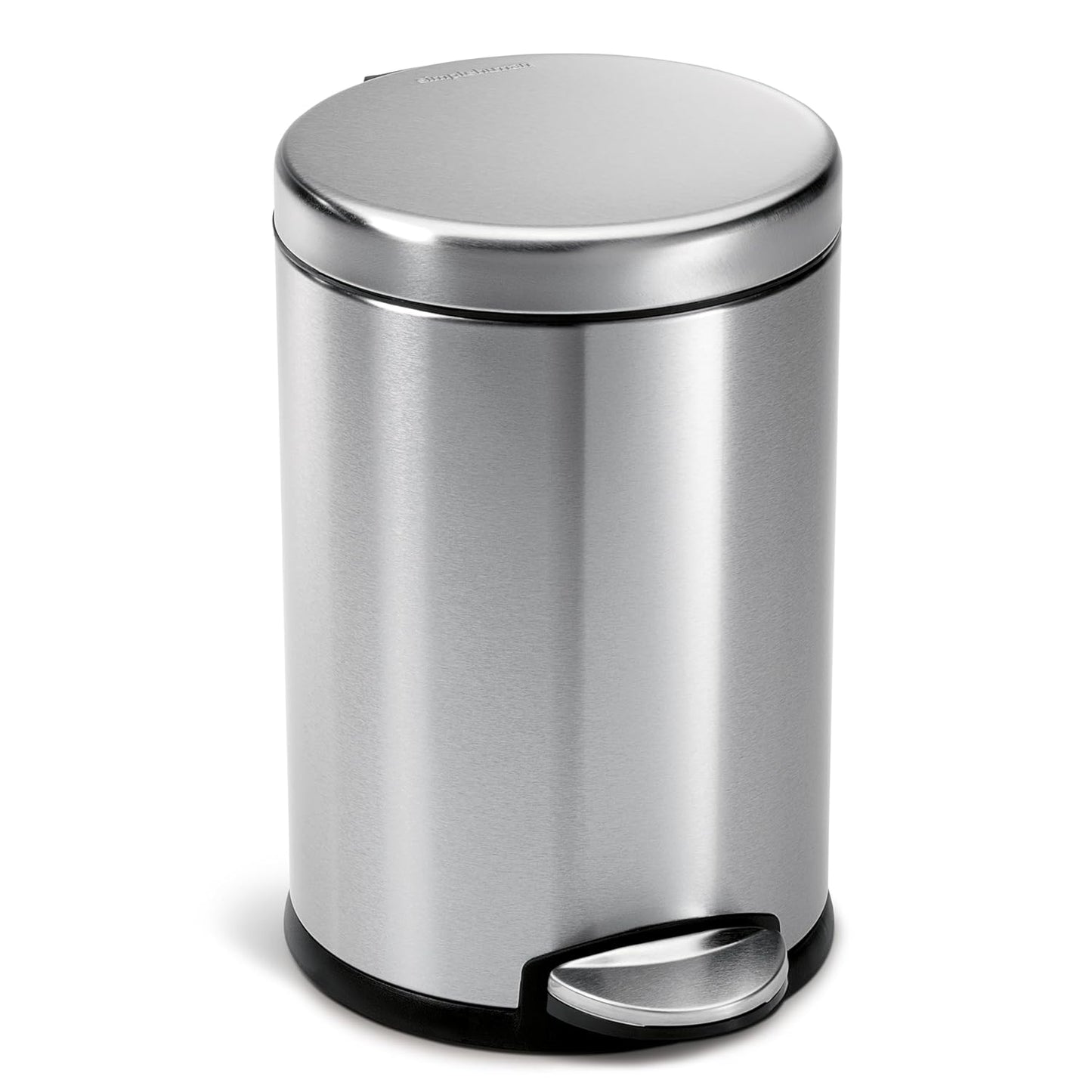 simplehuman Round Bathroom Step Trash Can - 4.5 Liter | Brushed Stainless Steel Finish
