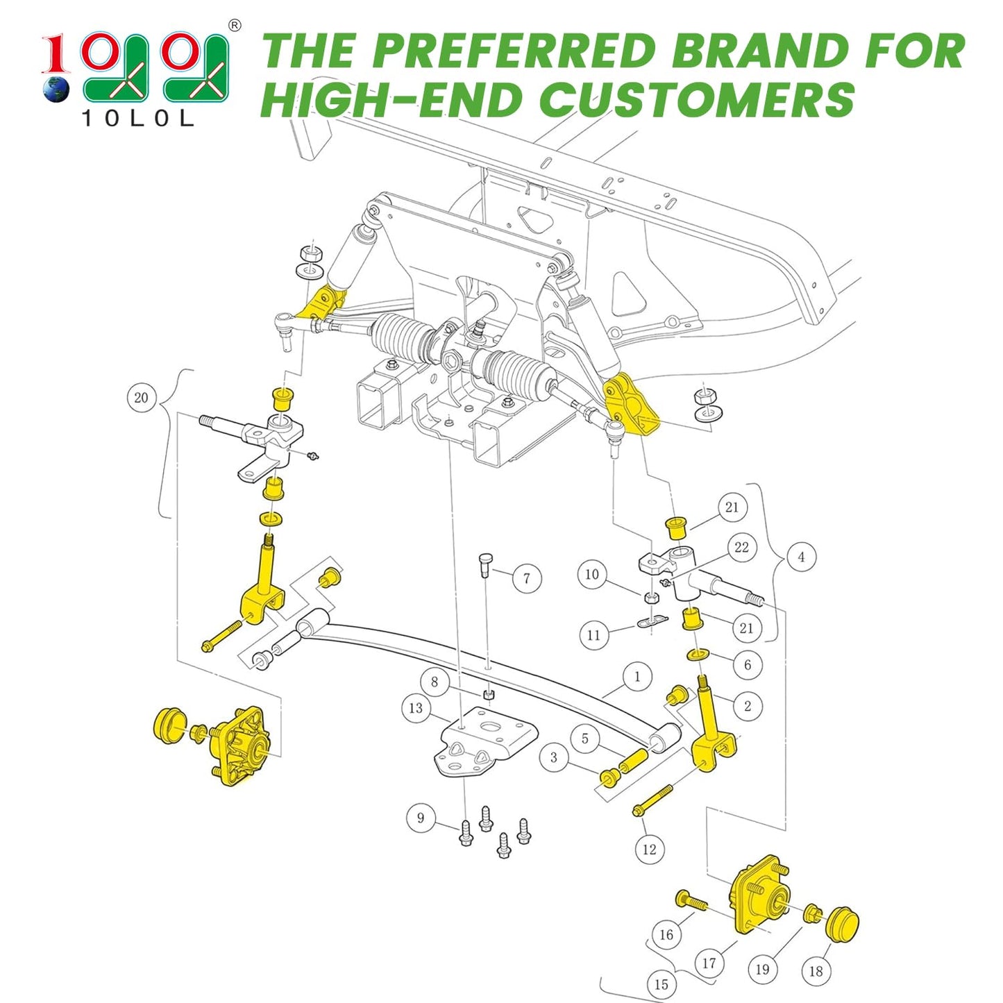 10L0L Deluxe Golf Cart Front End Repair Kit for Club Car Precedent 2004-Up and Tempo 2007-2023 Gas & Electric, Precedent Front Suspension Bushings Bolts Rebuild Kit