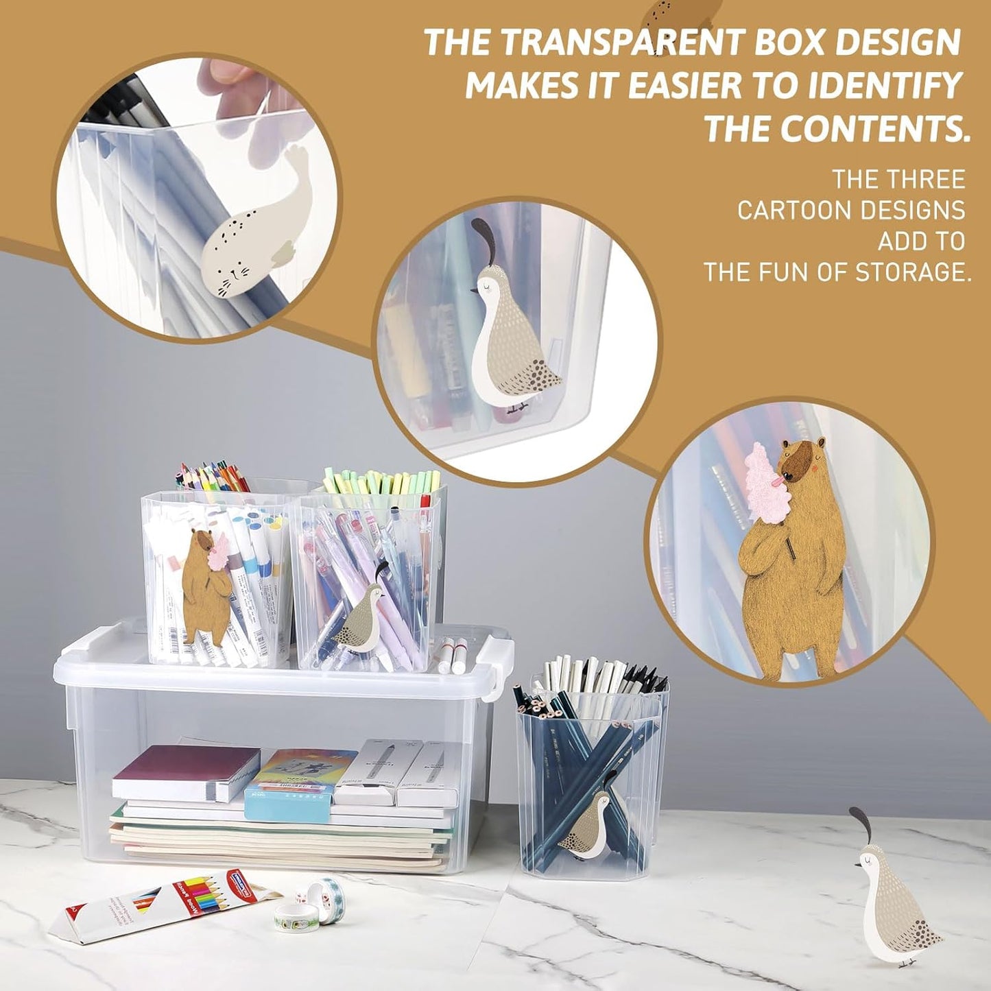 Loobuu 17QT Plastic Storage Bin with Lid - Stackable Clear Organizer Box for Art Supplies & Toys