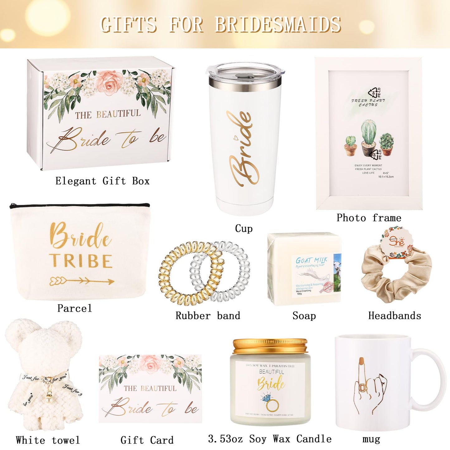 DHQH Bride To Be Gifts Bridal Shower Gift Box Bride Gift for Wedding - Stainless Steel & Ceramic Cups Bachelorette Gifts For Bride Ideal Bridal Shower Gifts for Bride to Be