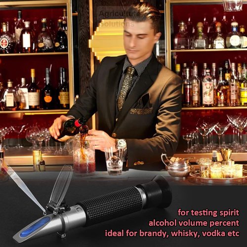 Agriculture Solutions Alcohol Refractometer for Spirit Alcohol Volume Percent Measurement with Automatic Temperature Compensation (ATC), Range 0-80% v/v.