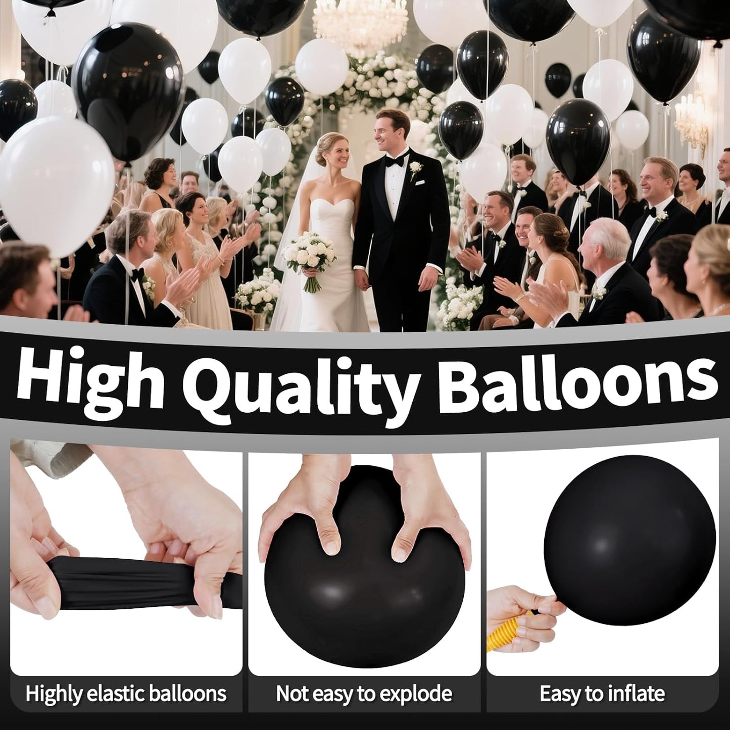KAWKALSH Black Balloon | 12-Inch Thickened Latex Party Balloons - 110pcs for Birthdays & Weddings