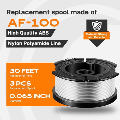 AF-100 Weed Eater Spool - Compatible with Black and Decker BESTA510, LST522, LSTE525 | 30ft, 0.065” | 3-Pack