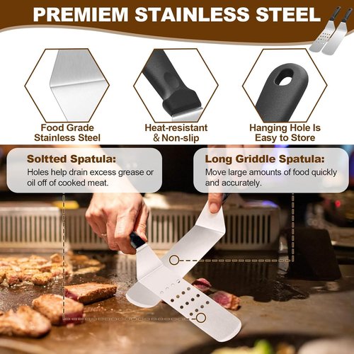 Blackstone 14PCS Griddle Accessories Kit - Premium Flat Top Grill Tools for Outdoor Barbecue