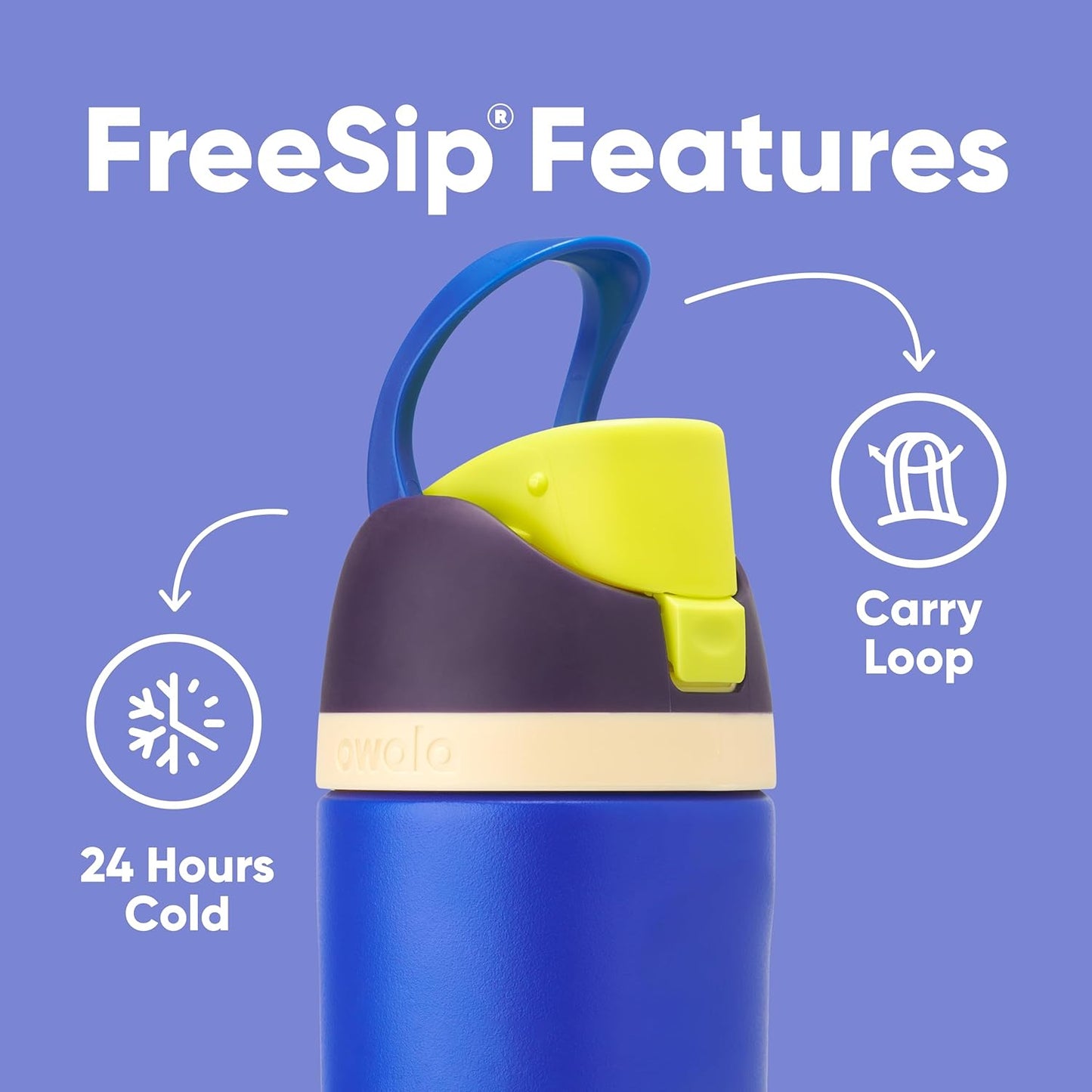 Owala Kids FreeSip Water Bottle - Insulated Stainless Steel with Straw, BPA-Free, 16 oz | Celestial Sphere