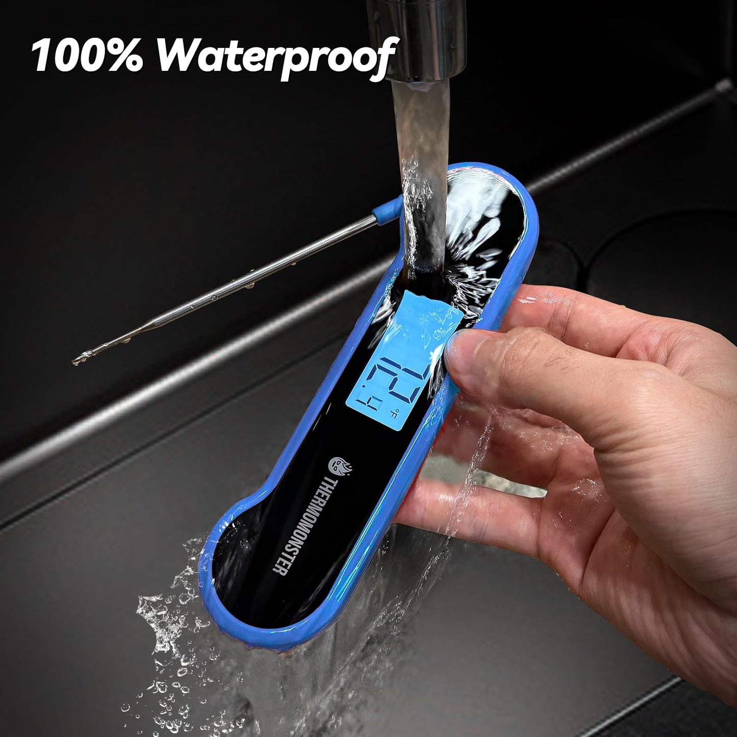 0.5 Sec Instant Read Meat Thermometer Digital with ±0.5℉ Precision, Food Thermometer for Cooking Kitchen Gadgets, Oven Grill Candy BBQ Essentials Accessories, Gifts for Him Dad Men Birthday, Blue