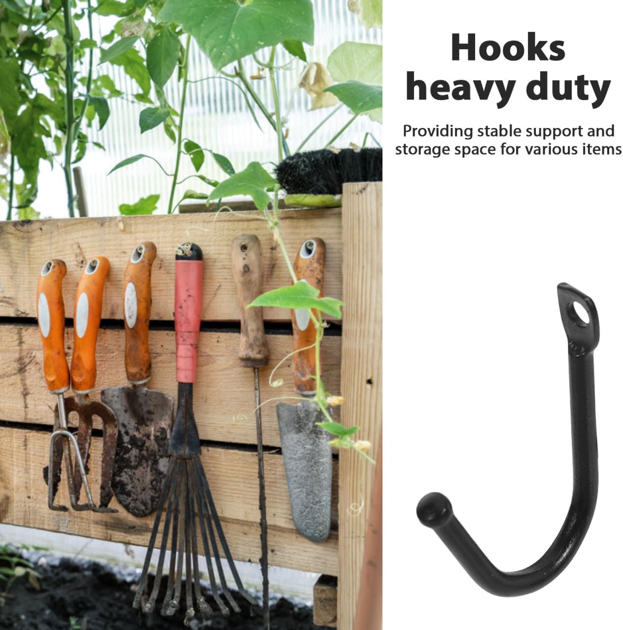 POPETPOP Heavy-Duty Garage Storage Hooks - 20pcs Steel Tool Organizer for Extension Cords & Bags | Black