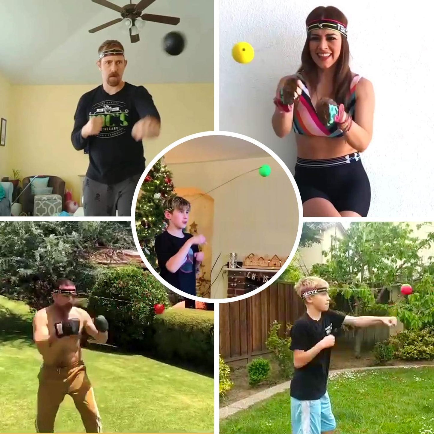 TEKXYZ® Reflex Ball Family Pack with Counter App | Online Community for Boxing Ball, Ideal for Coordination, Punching, Stress Relief, Home Workouts & Fitness | Stocking Stuffer Gift for All Ages