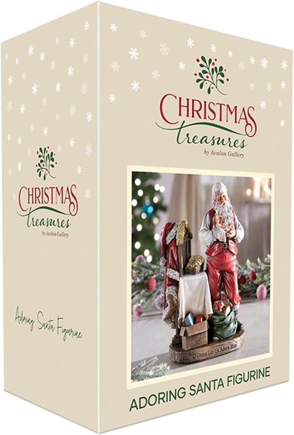 Religious Gifts Adoring Santa Claus with Infant Jesus Christ Rein Christmas Statue, 8 Inch