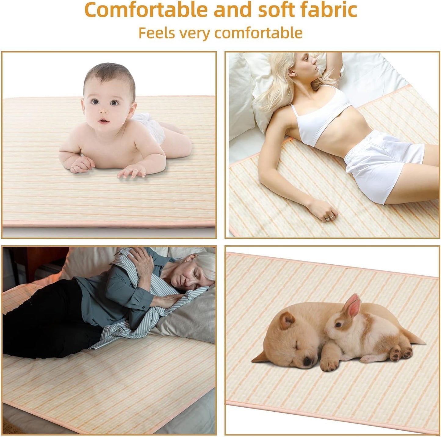 Skiennix Washable Bed Pads for Incontinence - Large 40"x55" Waterproof Underpad for Adults & Pets - Beige