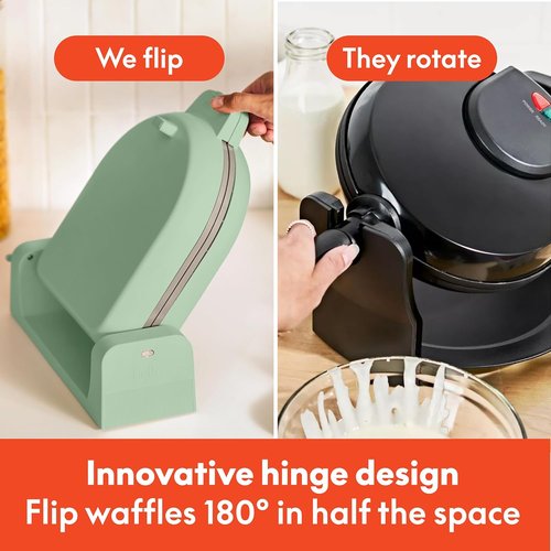 Bella Flip-N-Store Waffle Maker - EverGood™ Ceramic Nonstick Coating, 7” Wide Plates, Seaglass Color