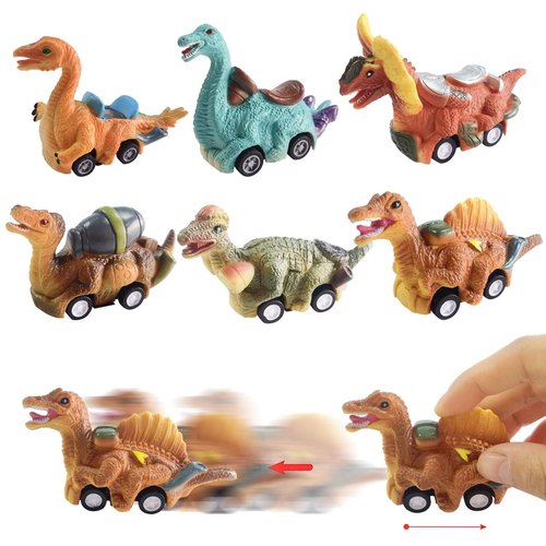 Cherislpy 6 Pack Jumbo Eggs with Dinosaur Pull Back Cars Toys Inside for Kids Boys Toddlers Easter Basket Stuffers Party Favors Easter Egg Fillers