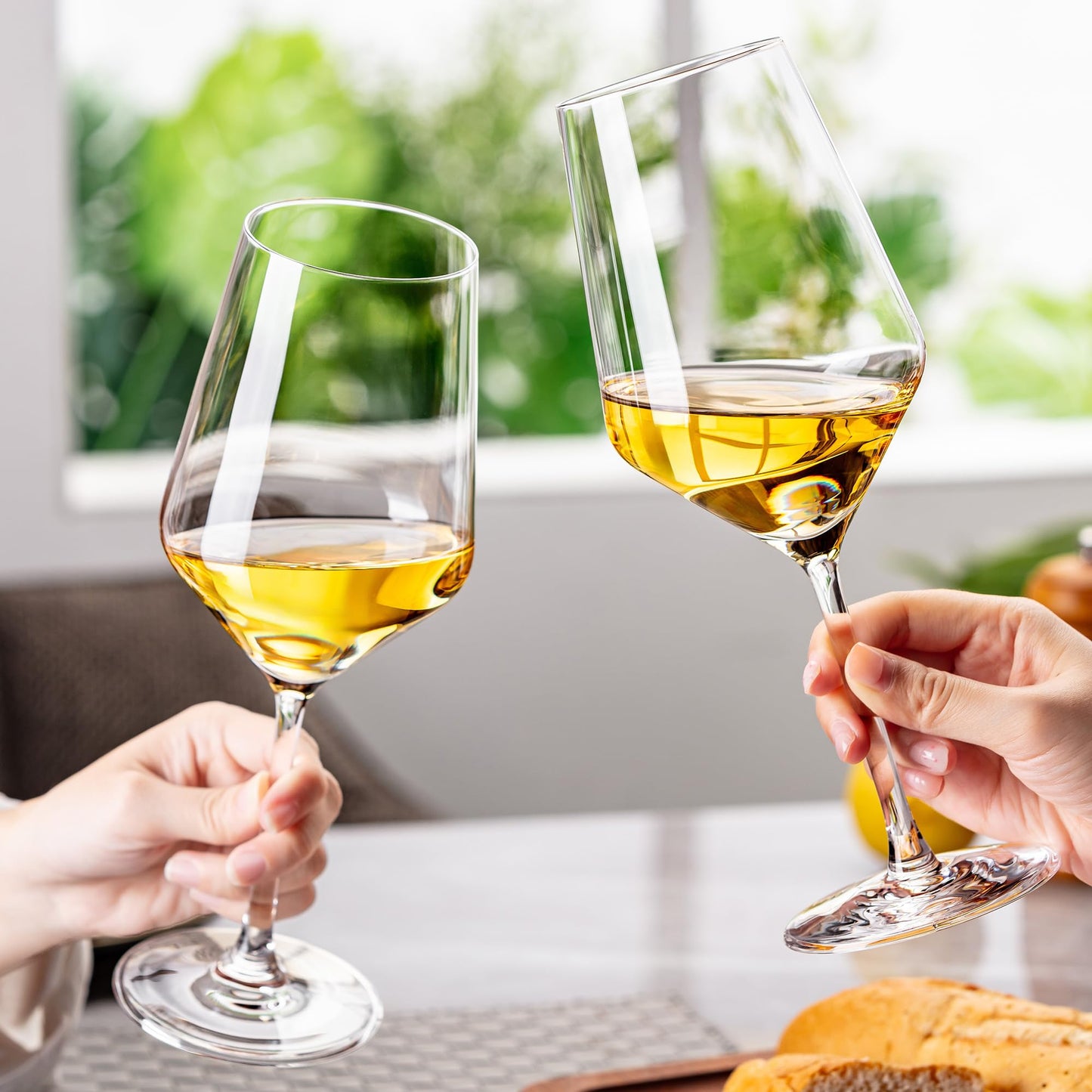 NORIMODA White Wine Glasses Set of 4, 14oz Lead-free Glassware With stem, Gift for Wine Lovers