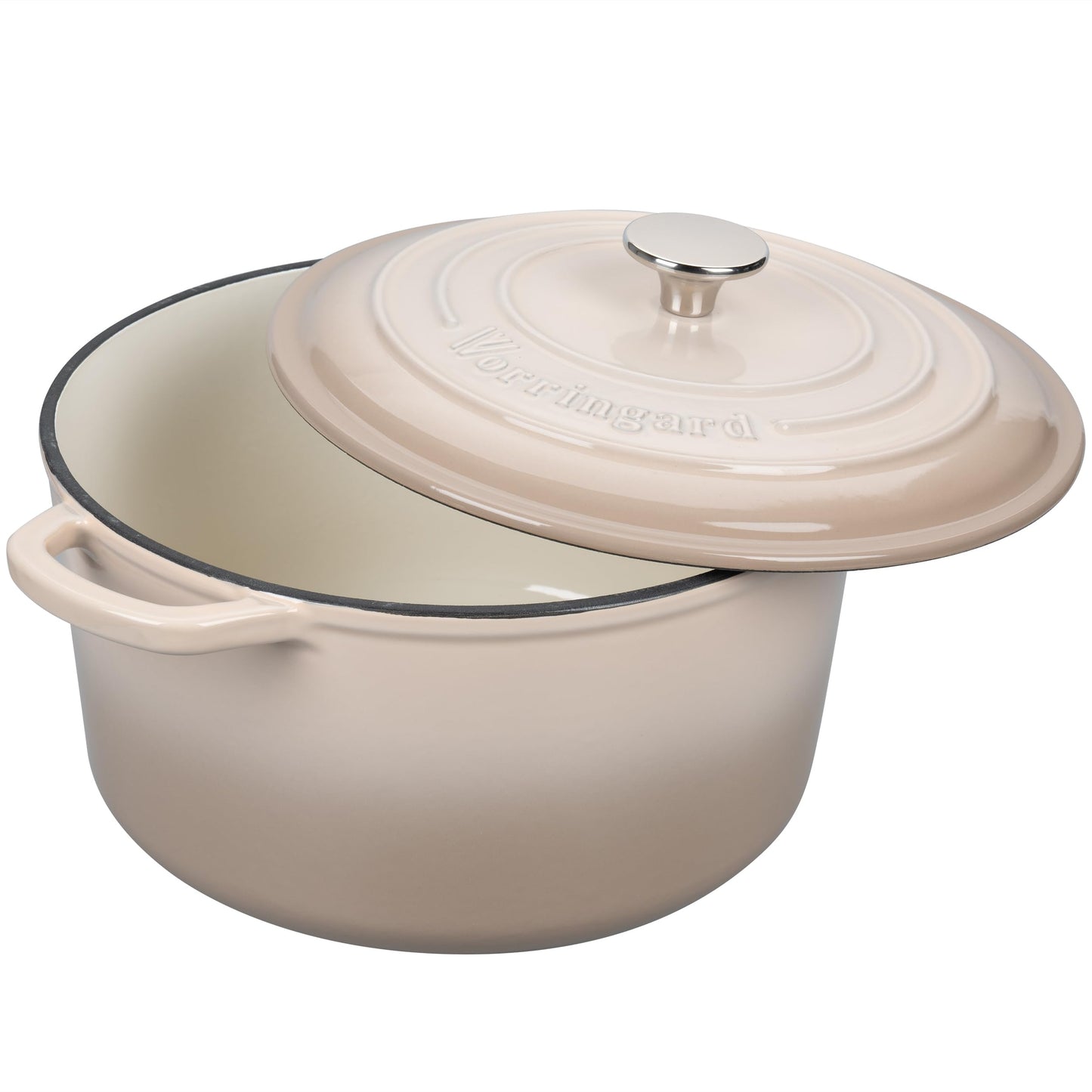 VORRINGARD Enameled Cast Iron Dutch Oven Pot with Lid, for Sourdough Bread Baking, Round Dutch Ovens, 4.5 Quart, Latte