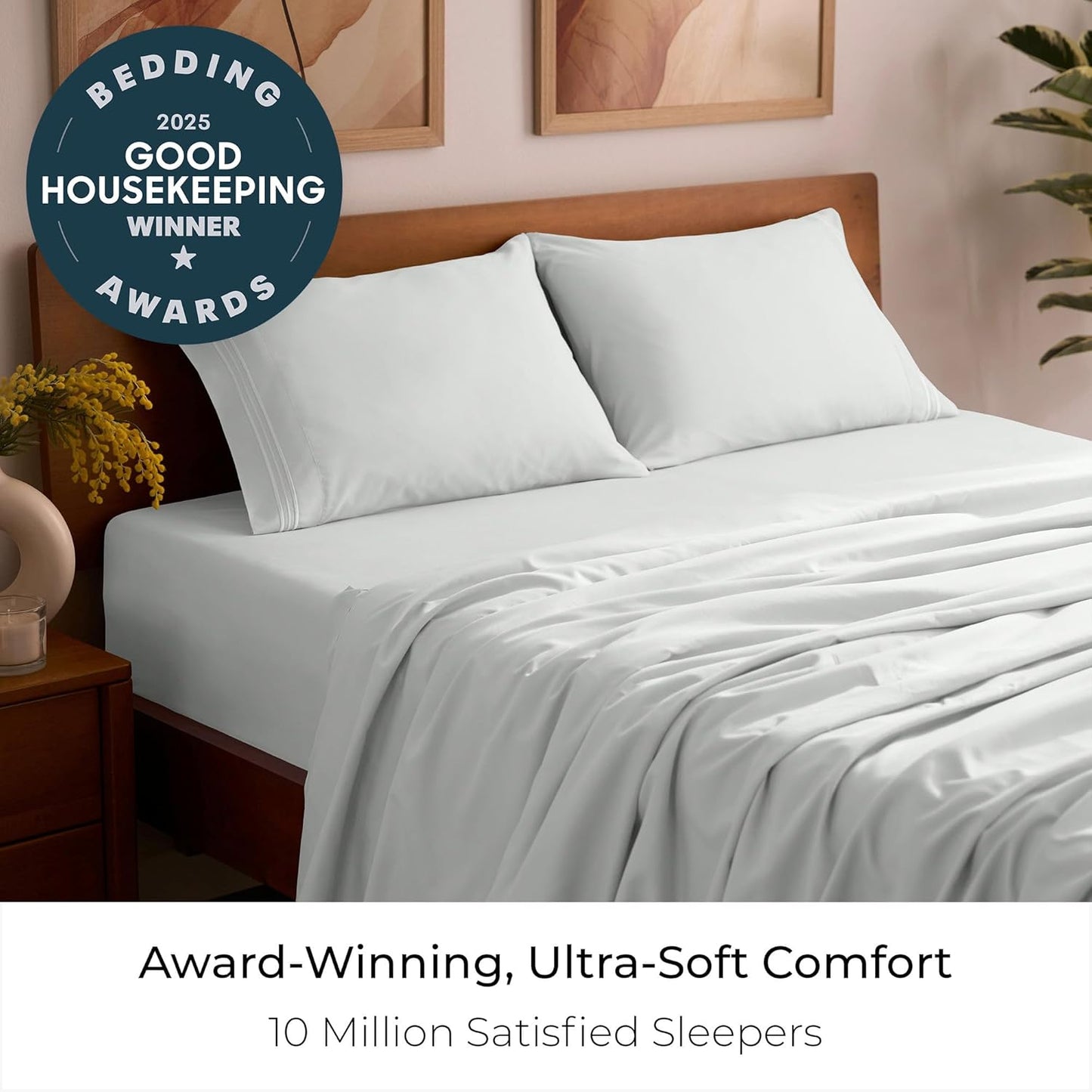 Mellanni Queen Sheets Set - Luxury 4-Piece Bedding Collection | Extra Soft, Cooling, Wrinkle-Resistant (Ivory)