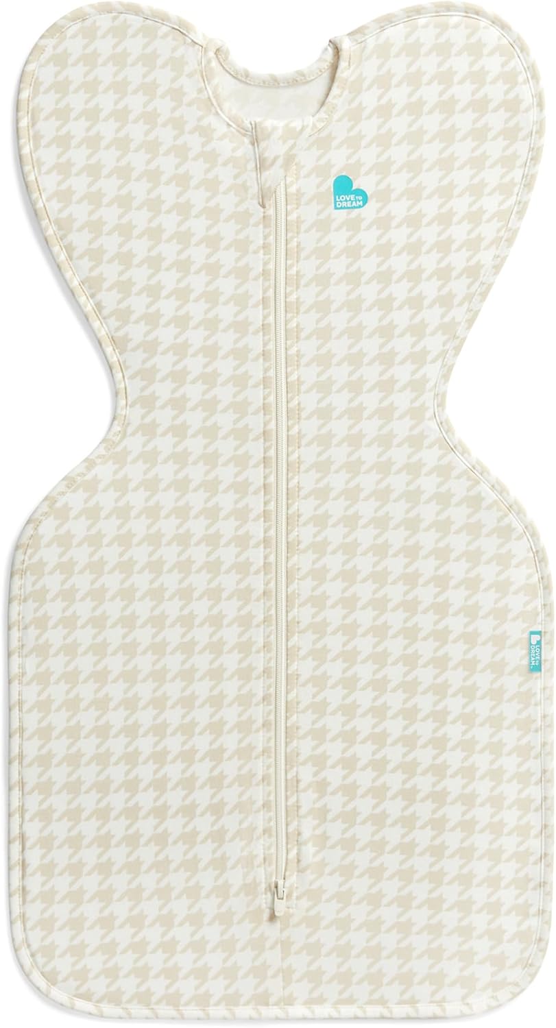 Love to Dream Swaddle UP Sleep Sack | Self-Soothing Design for Improved Sleep | 0-3 Months, 1.0 TOG, Tan Houndstooth