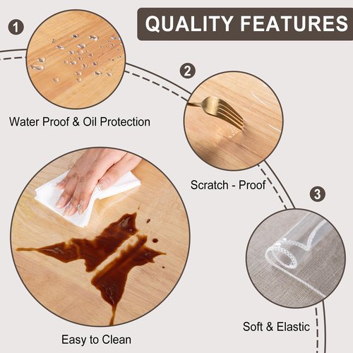 JIUZHEN 60" x 84" Heavy Duty Clear Vinyl Tablecloth – 100% Waterproof & Oil-Proof, Spill-Resistant – Easy Wipe-Clean Table Cover for Dining, Parties, Camping, Holidays, Events (Rectangle)