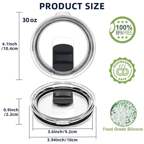 HAILIWEI 30 oz Tumbler Lid - Replacement Lid, Compatible for YETI 30/32 oz Tumbler, 14 oz Mug and 35/42 oz Straw Mug, Travel Spill-Proof Cup Lids Covers with Magnetic Slider Switch, BPA Free