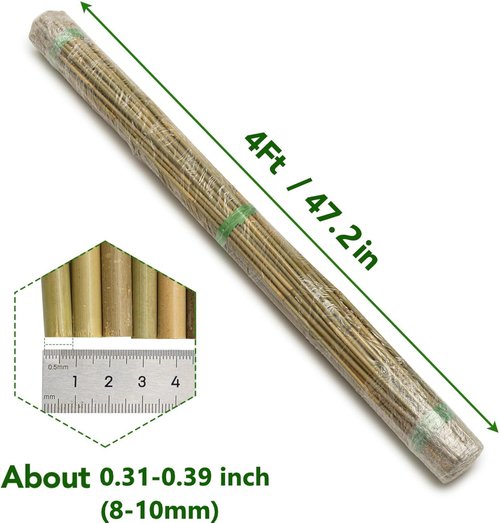 Bamboo Garden Stakes - 70 Pcs Natural 4 Feet Plant Support Sticks for Tomatoes, Beans & Climbing Plants