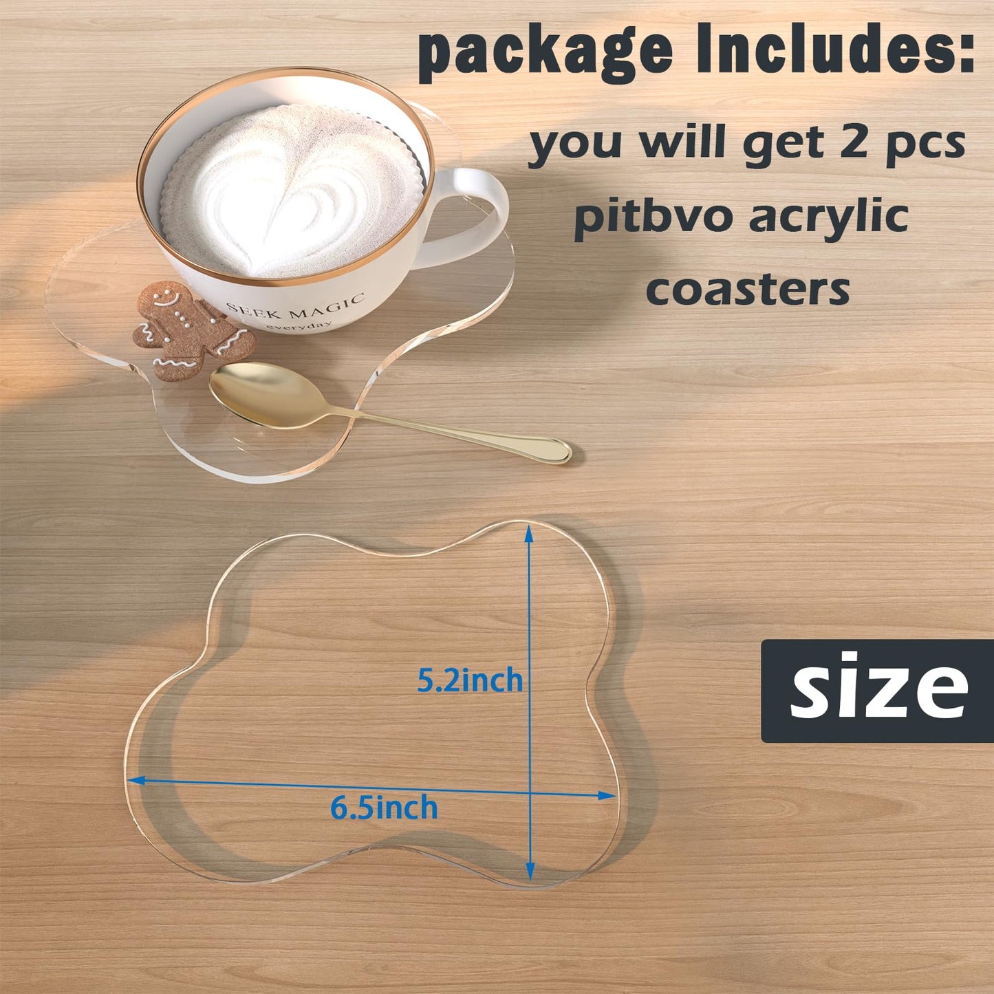 2 PCS Acrylic Coasters, Cute Drink Coaster for Coffee Table, Desktop Heat-Resistant Coaster, Clear Coaster for Home Office Desk, Accessory for Desktop Protection, Cloud-Shaped