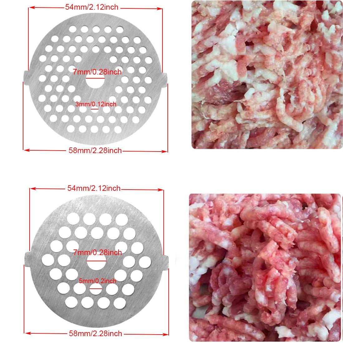 Together-life 7 Piece Stainless Steel Meat Grinder Plates & Blades for Food Chopper & Meat Grinder