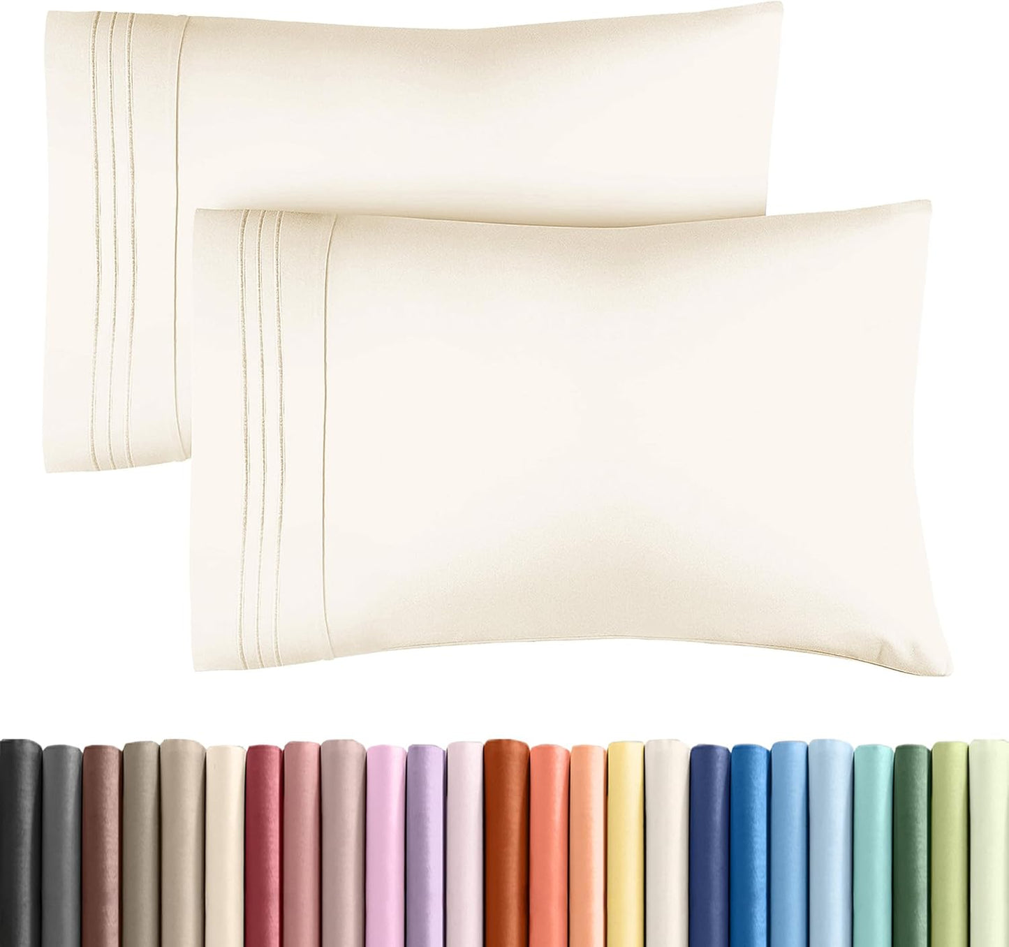 King Standard Pillow Cases by [Brand Name] - Soft Hotel Quality, Wrinkle Resistant & Machine Washable - 2 Piece Set in Off White