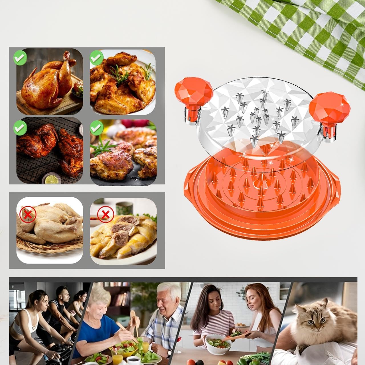 Skiennix Chicken Shredder - Ergonomic Tool for Effortless Meat Shredding | BPA-Free, Eco-Friendly, Orange