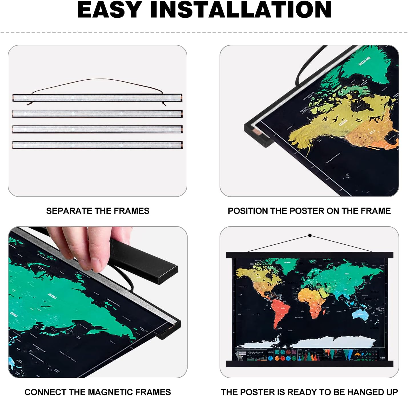 Magnetic Light Wood Poster Frame by [Brand Name] - 36x24, 36x48, 36x12 Sizes | Perfect for Artwork & Photos