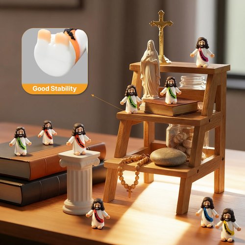 EWOID 60 Pcs Little Jesus Figures, Multicolor Mini Jesus Loves You Figures in Bulk, for Religious Party Favors, Baptism Gifts, Sunday School, Easter Egg Stuffers