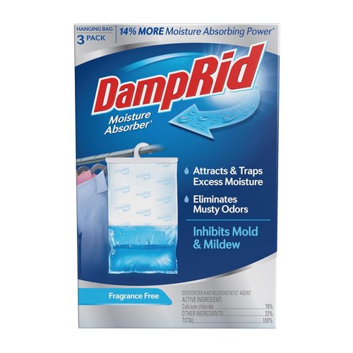 DampRid Fragrance-Free Hanging Moisture Absorber | 16 oz. | 3 Pack - Eliminates Musty Odors for Fresher Air