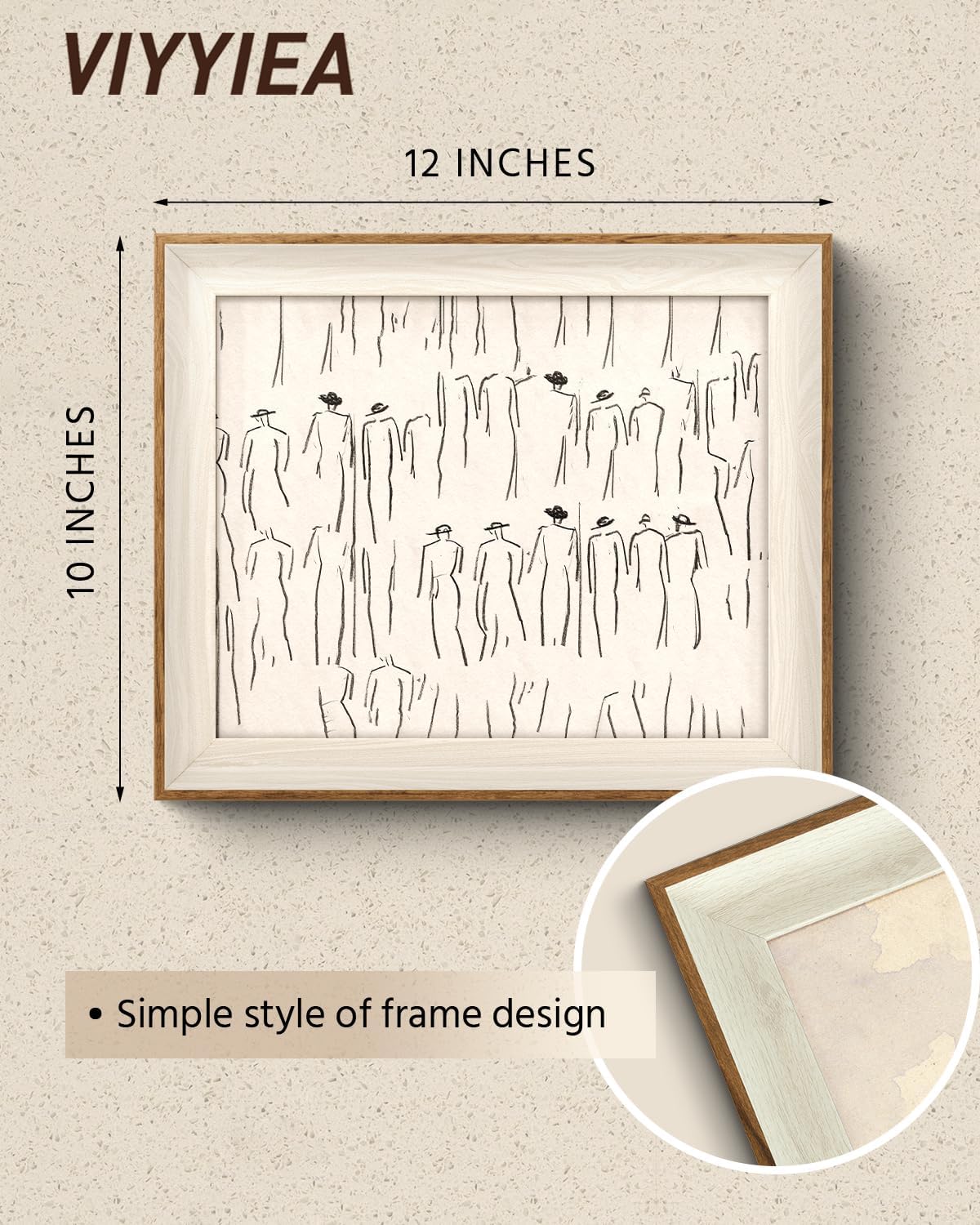 VIYYIEA Framed Wall Art - Minimalist Sketch Canvas Print for Living Room | 12L x 10W, Perfect Gift