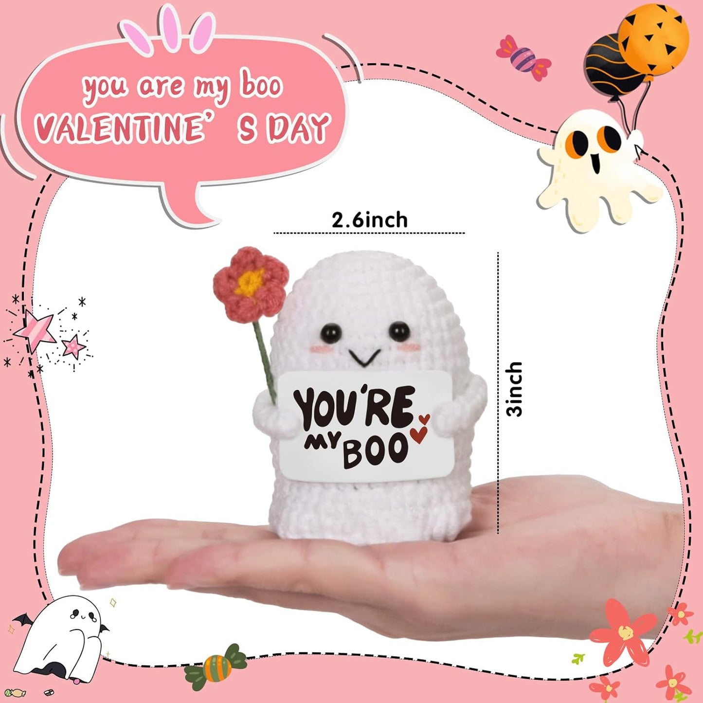 Skiennix You're My Boo Crochet Ghost - Cute Anniversary Gift for Him/Her | Perfect for Valentine's Day & Halloween