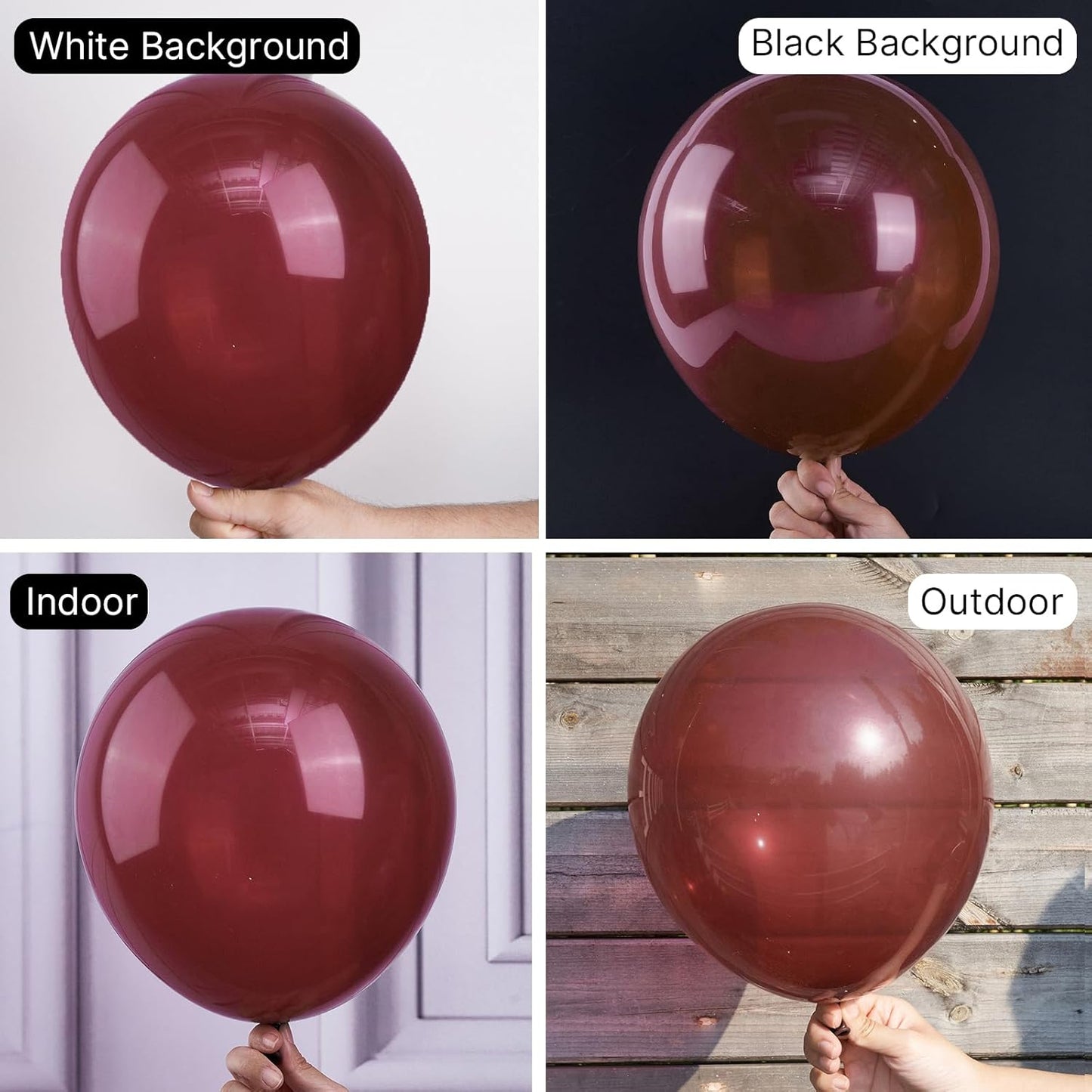 PartyWoo Burgundy Balloons - 50pcs 12 Inch Dark Chestnut Red Helium Balloons for Events & Celebrations