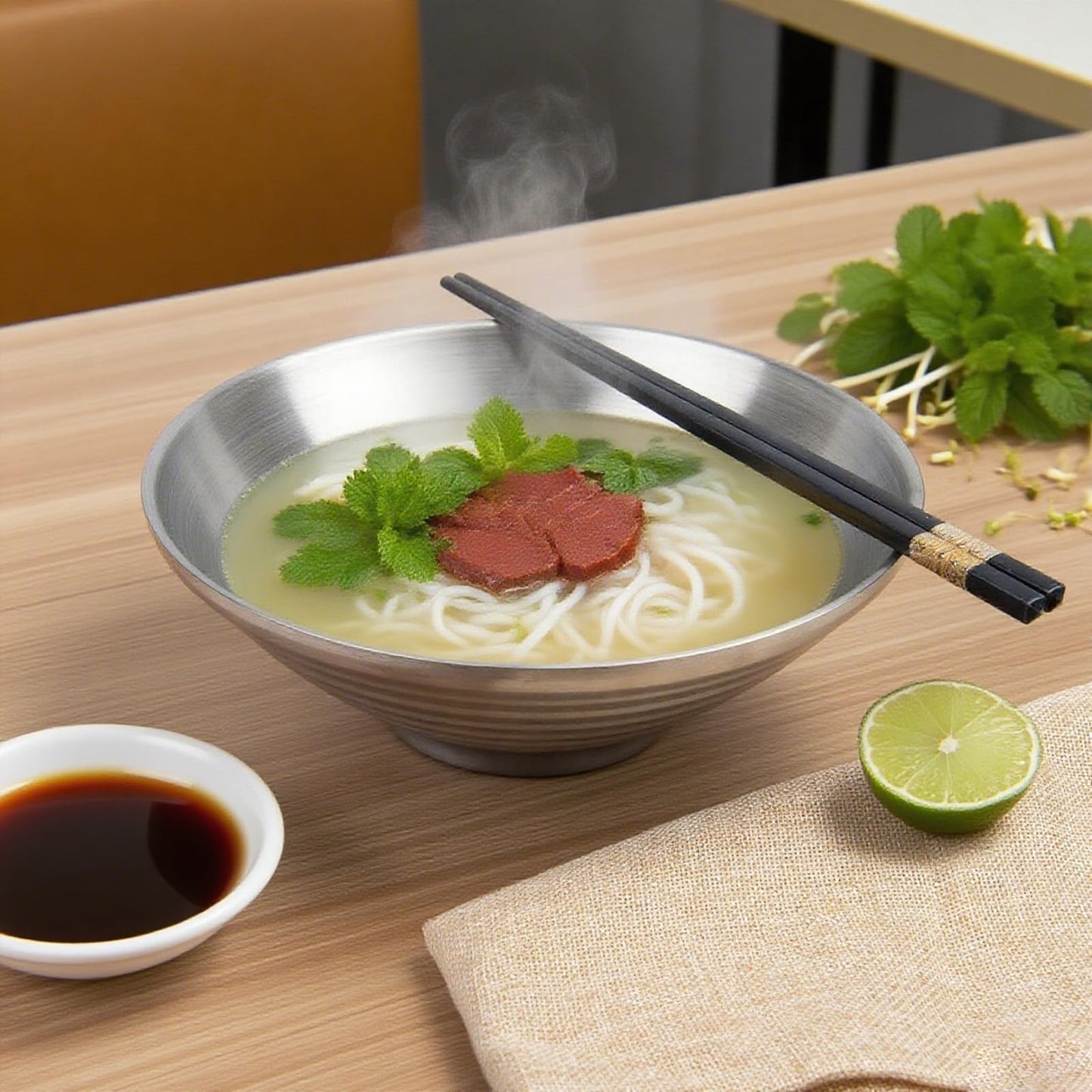 IMEEA 37 Oz Unbreakable Ramen Bowls SUS304 Stainless Steel Insulated Serving Bowl for Soup, Pasta, Noodle and Pho, Set of 2