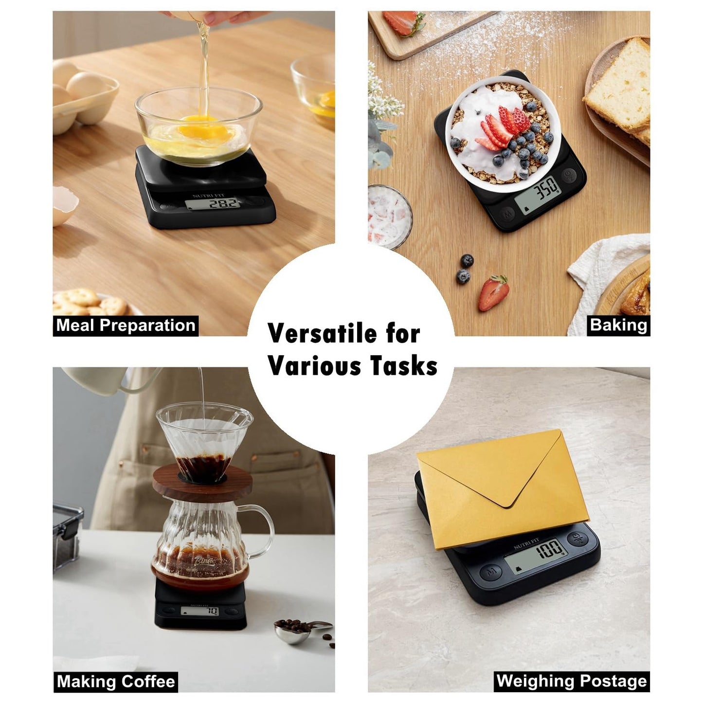 Food Scale Kitchen Scale Weight Grams and Ounces Small Digital Scale for Weight Loss Baking Cooking Coffee of NUTRI FIT, Max 11lb 0.5g Increment, LCD Smart Tare, Easy to Use for Travel, AAA Battery