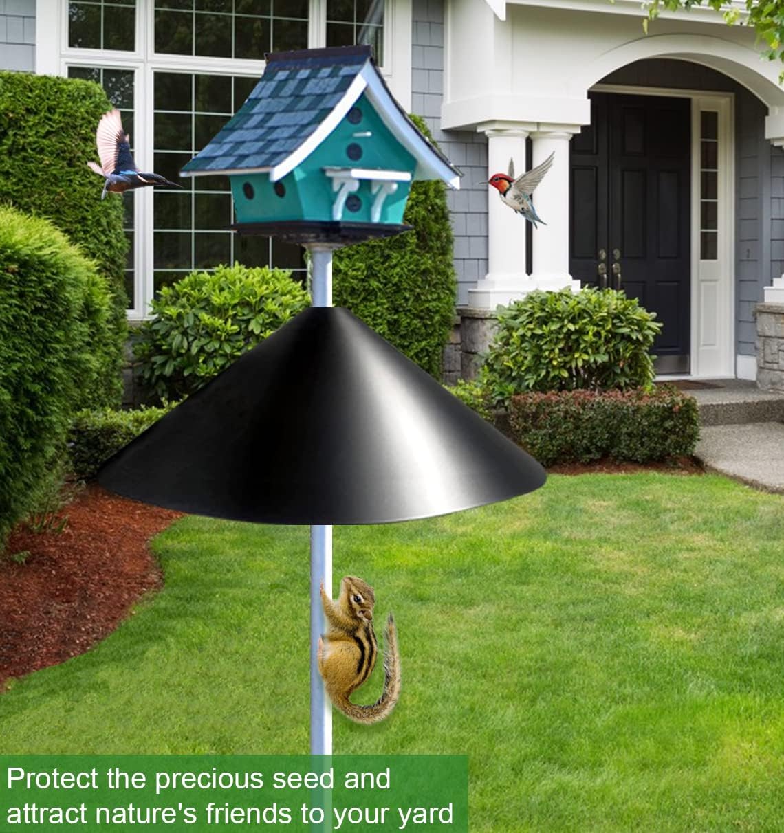 Skiennix 19-Inch Squirrel Proof Baffle - Protect Bird Feeders & Houses | Black, 1 Pack