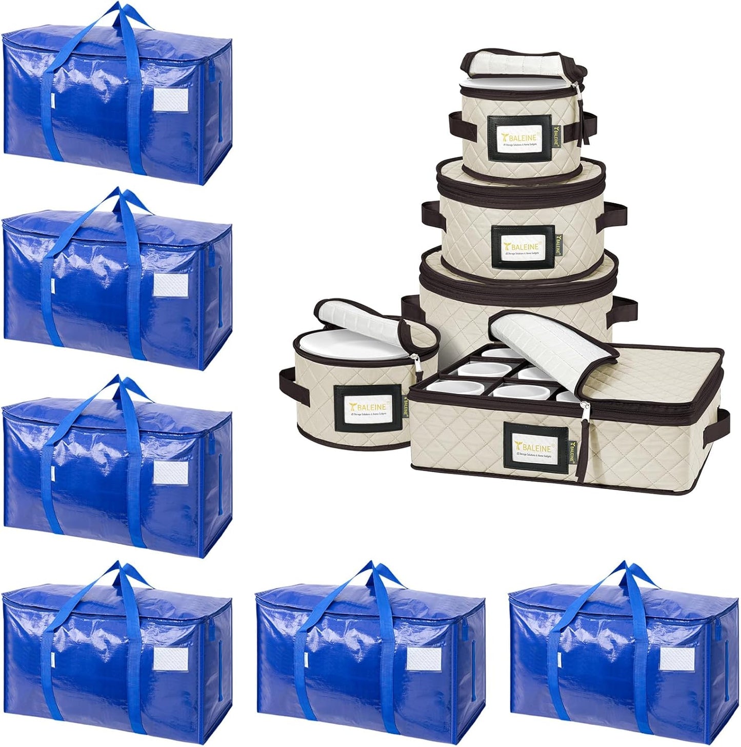 Skiennix Extra Large Moving Bags - Durable Zippers & Carrying Handles | 6 Pack Storage Solution