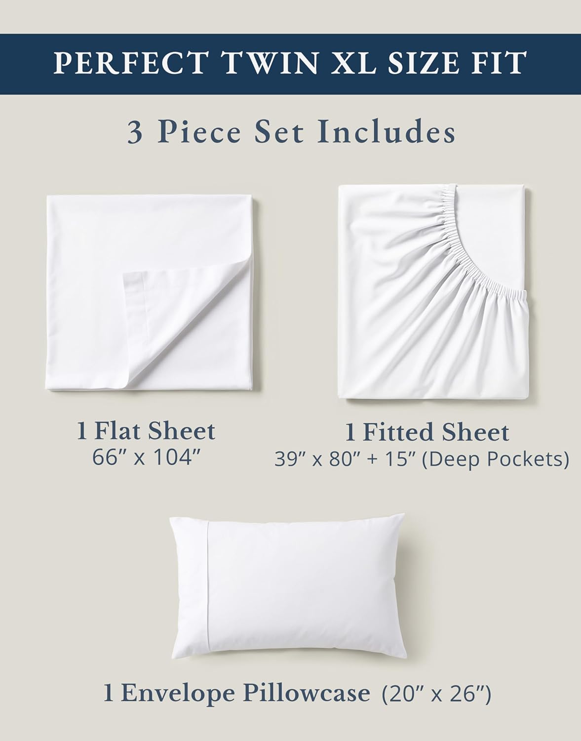 LANE LINEN 100% Organic Cotton Twin XL Sheets Set - Soft White Percale Bedding for Mattresses Up to 15" Deep