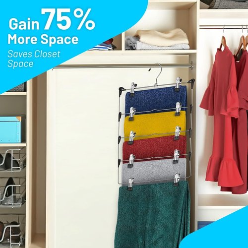 DEILSY™ 5-Tier Skirt Hangers - Space-Saving Metal Clips for Closet Organization | 3-Pack