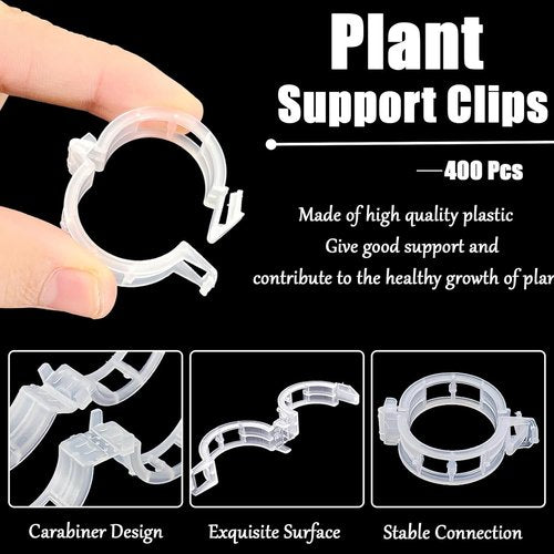 Anyumocz Plant Support Clips - 400 Pcs Snap-On Trellis Clips for Climbing Plants | 1" Inner Diameter, White