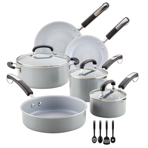 Farberware EcoAdvantage Ceramic Nonstick Cookware/Pots and Pans Set, 13 Piece - Gray