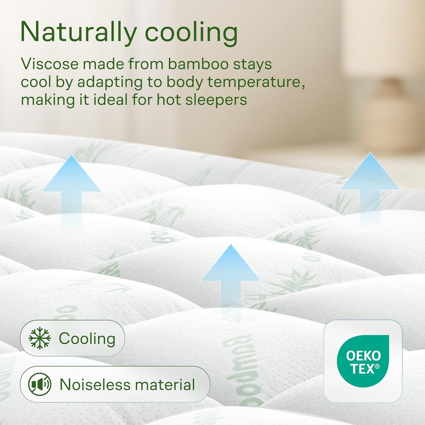 Niagara Ultra Soft Queen RV Size Mattress Topper - Bamboo Viscose Pillow Top for Back Pain Relief | Naturally Cooling Green