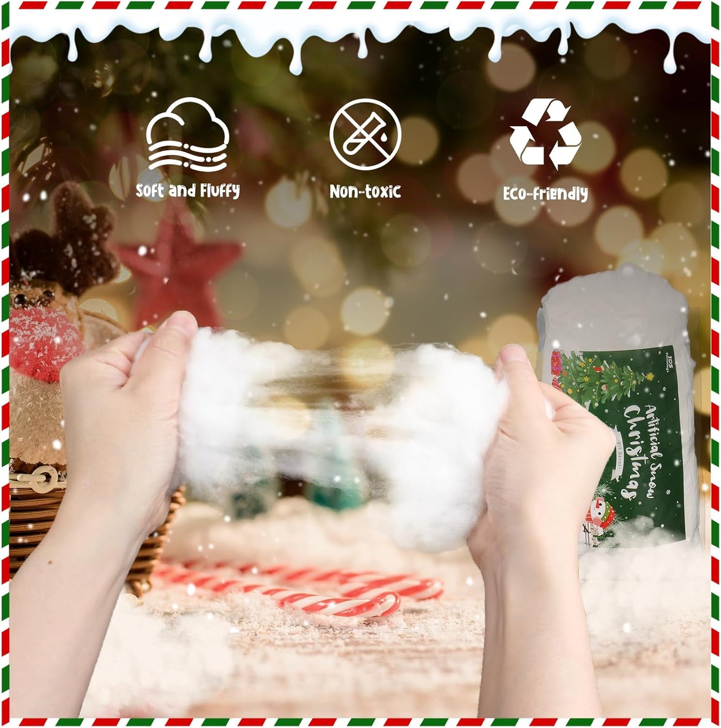 Skiennix Christmas Fake Snow - 9.2oz Fluffy Artificial Snow for DIY Decor & Winter Displays