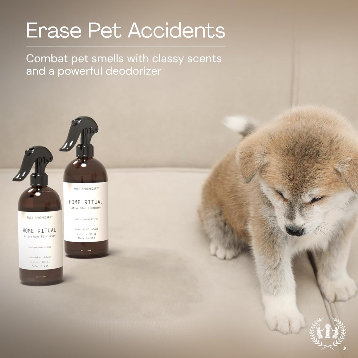 Muse Apothecary Odor Eliminator Spray - Active Furniture & Bathroom Deodorizer - 4oz Mediterranean Citrus Essential Oil