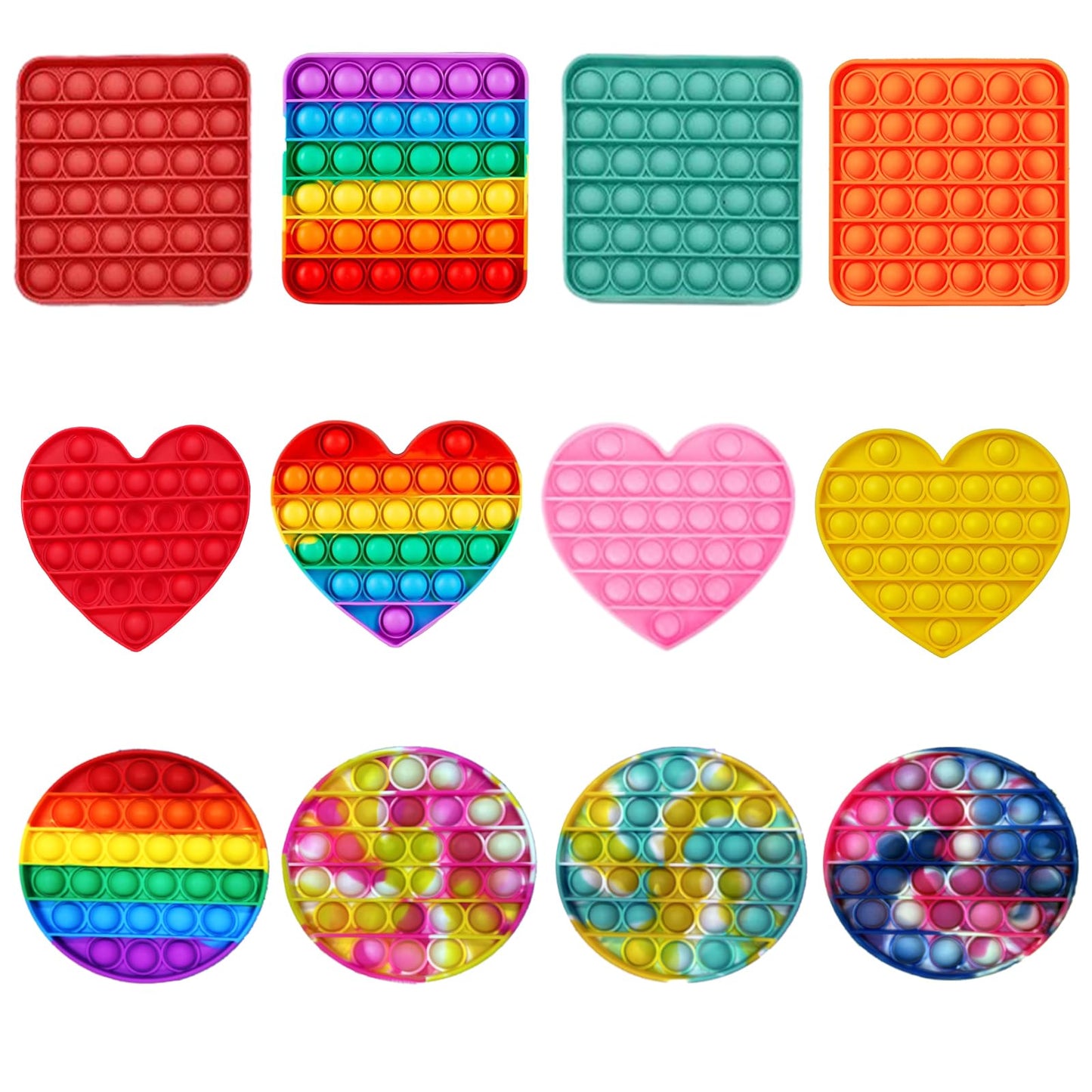 12pcs 5in Random Pop Bubble Fidget Sensory Toys, Pop Toy Bulk for Party Favor, Classroom Student Prizes Easter Basket Goodie Bag Stuffers Christmas Valentine Gift for Kid
