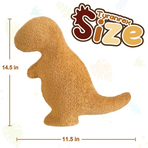 Dino Nugget Pillow - Plush Dinosaur Chicken Pillow | Funny Birthday Gift for Kids & Teens (Small, T-Rex)