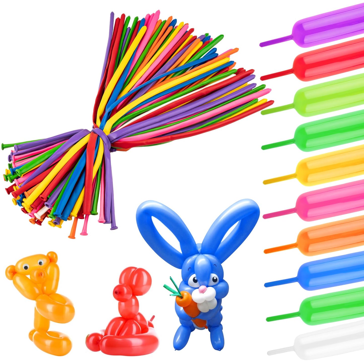 260 Balloons 100 PCS Multi - Premium Long Skinny Latex Balloons for Animal Twisting, Beginners, Weddings & Birthdays Party Decorations