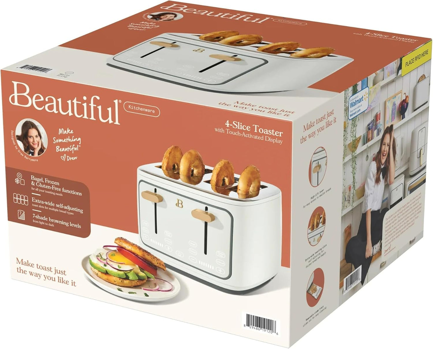 Skiennix 4-Slice Toaster - Touch Control Panel, 1800W Fast Heating, Extra Wide Slots | White Icing